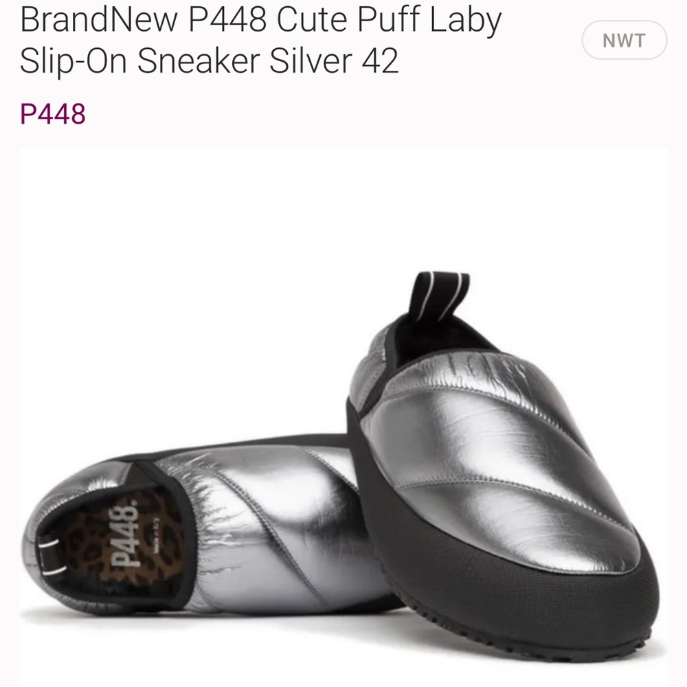 P448 Kids Metallic Silver Slip-On Sneakers